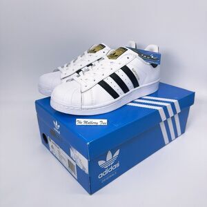 Size 4.5 - Adidas Superstar J Originals White Black Gold 36 2/3, UK 4 Youth Kids